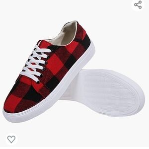 Kinrui Red and Black Buffalo Plaid Sneakers Size 9.5 Asian 43